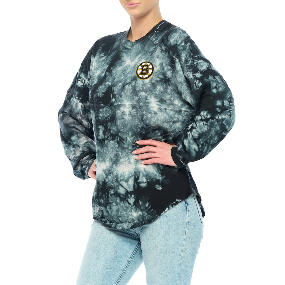 Boston Bruins Fanatics Women's Crystal-Dye Long Sleeve T-Shirt - Black - NHL 4998550