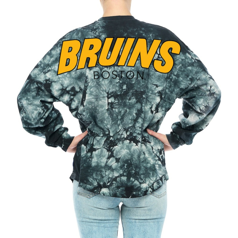 Boston Bruins Fanatics Women's Crystal-Dye Long Sleeve T-Shirt - Black - NHL 4998550