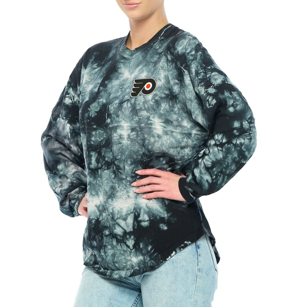 Philadelphia Flyers Fanatics Women's Crystal-Dye Long Sleeve T-Shirt - Black - NHL 4998552