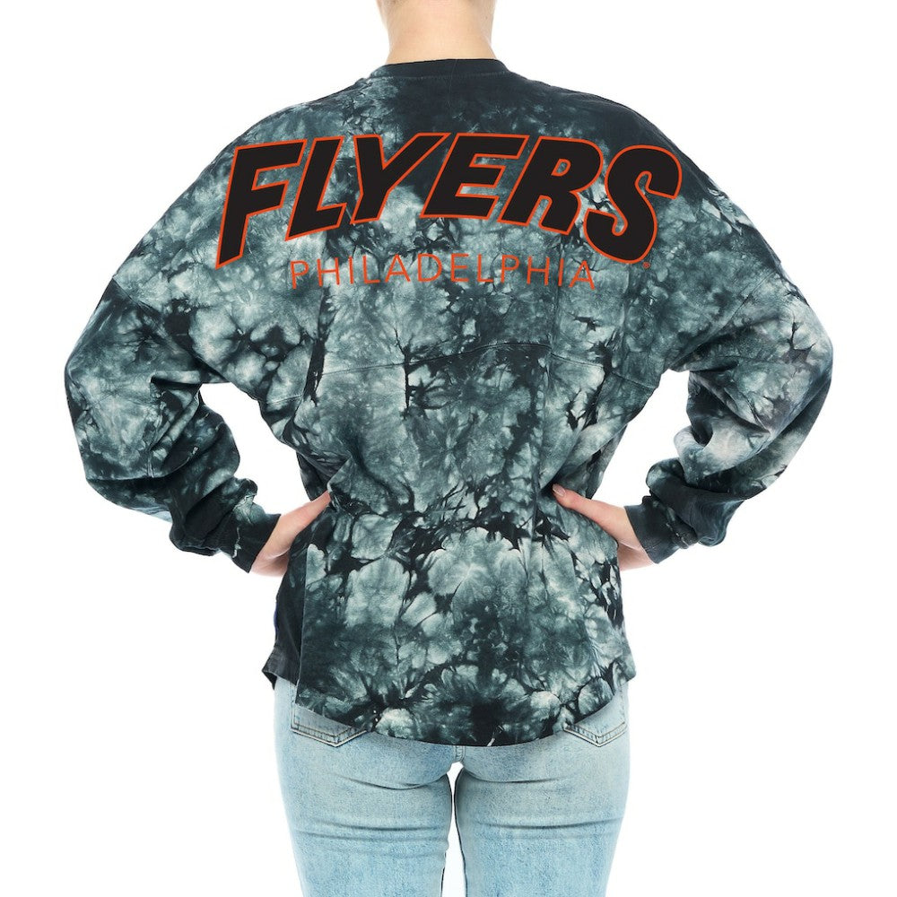 Philadelphia Flyers Fanatics Women's Crystal-Dye Long Sleeve T-Shirt - Black - NHL 4998552
