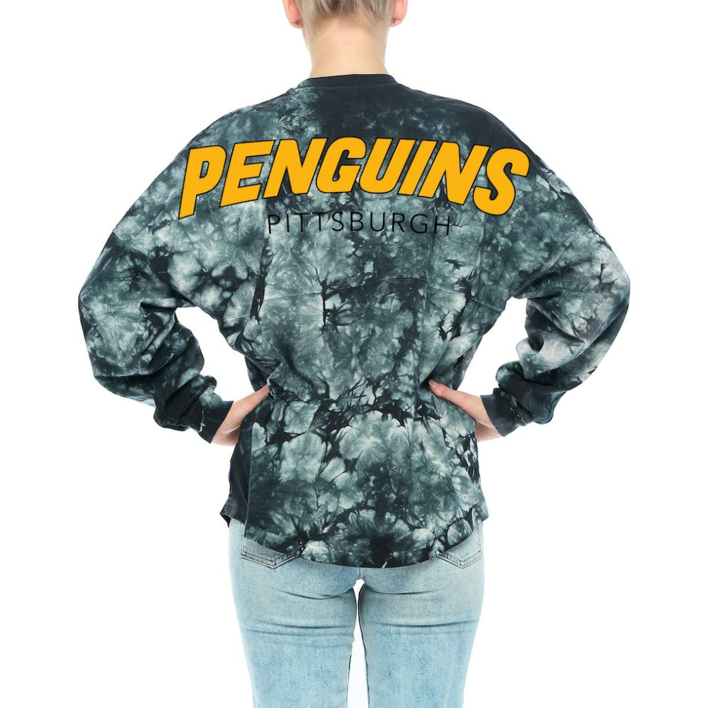 Pittsburgh Penguins Fanatics Women's Crystal-Dye Long Sleeve T-Shirt - Black - NHL 4998553