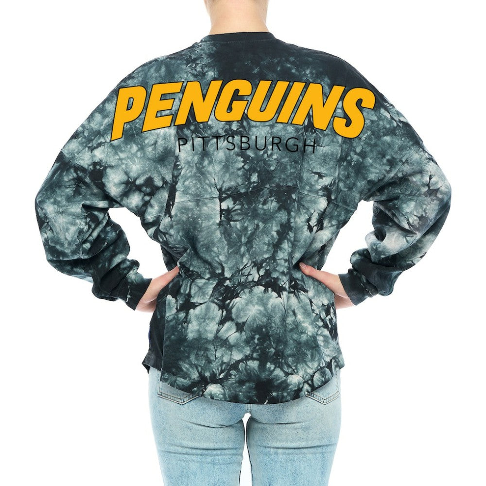 Pittsburgh Penguins Fanatics Women's Crystal-Dye Long Sleeve T-Shirt - Black - NHL 4998553
