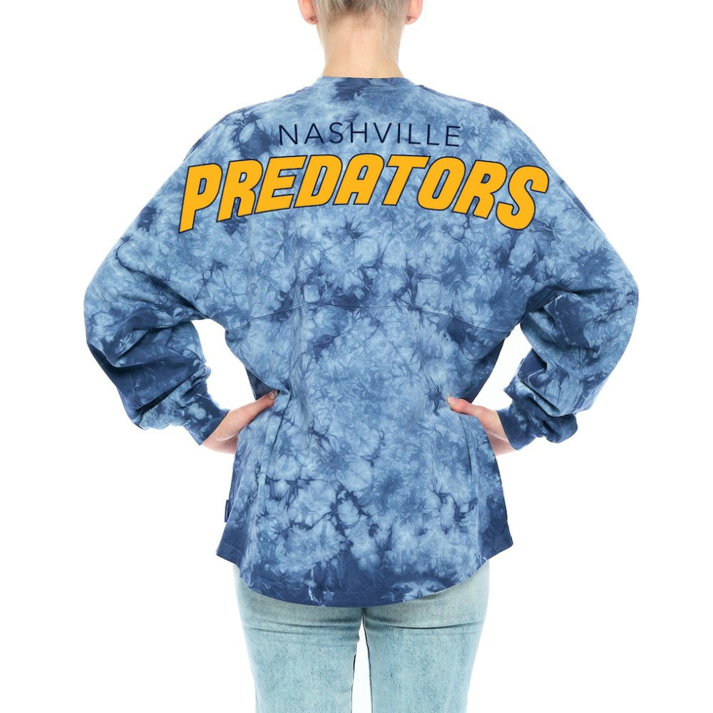 Nashville Predators Fanatics Women's Crystal-Dye Long Sleeve T-Shirt - Navy - NHL 4998559