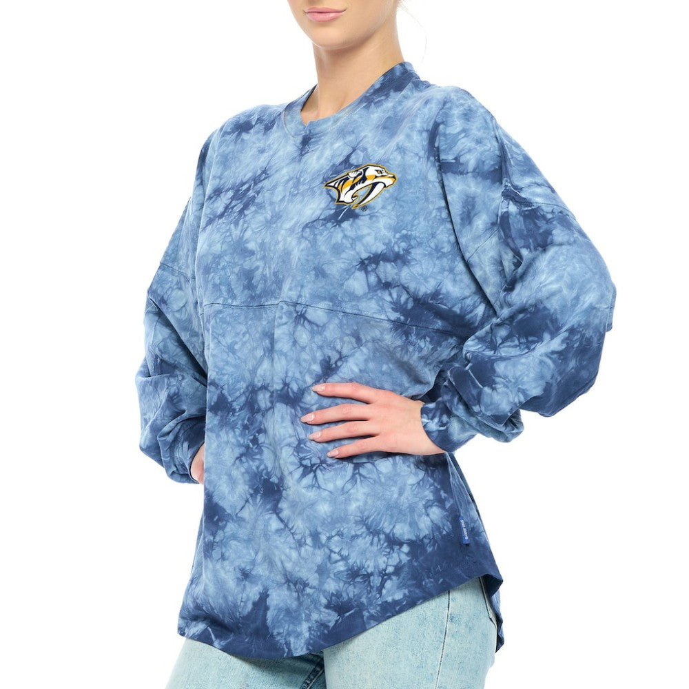 Nashville Predators Fanatics Women's Crystal-Dye Long Sleeve T-Shirt - Navy - NHL 4998559