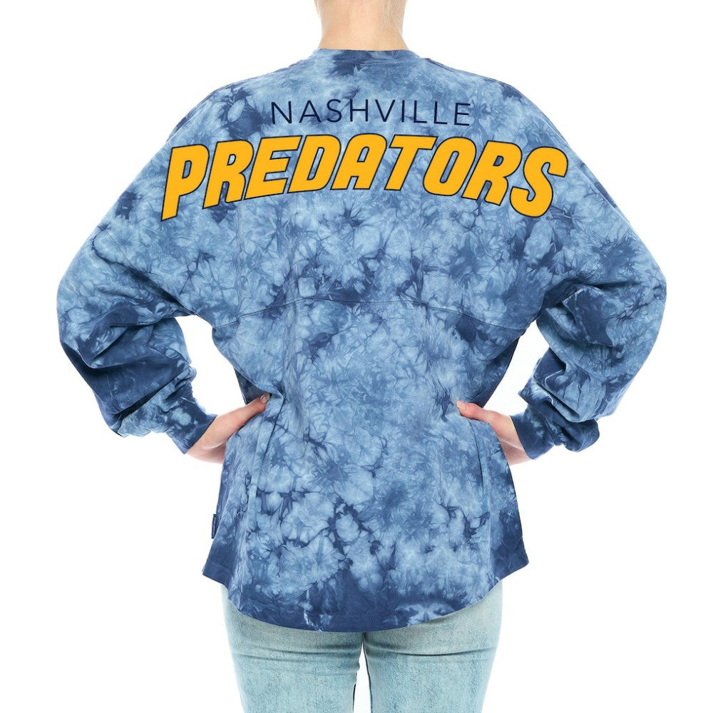 Nashville Predators Fanatics Women's Crystal-Dye Long Sleeve T-Shirt - Navy - NHL 4998559