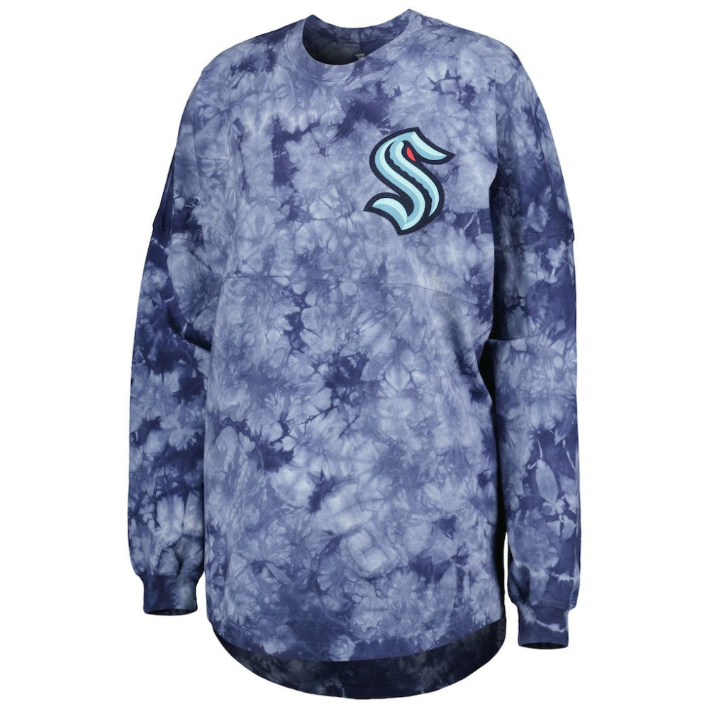Seattle Kraken Fanatics Women's Crystal-Dye Long Sleeve T-Shirt - Deep Sea Blue - NHL 4998560