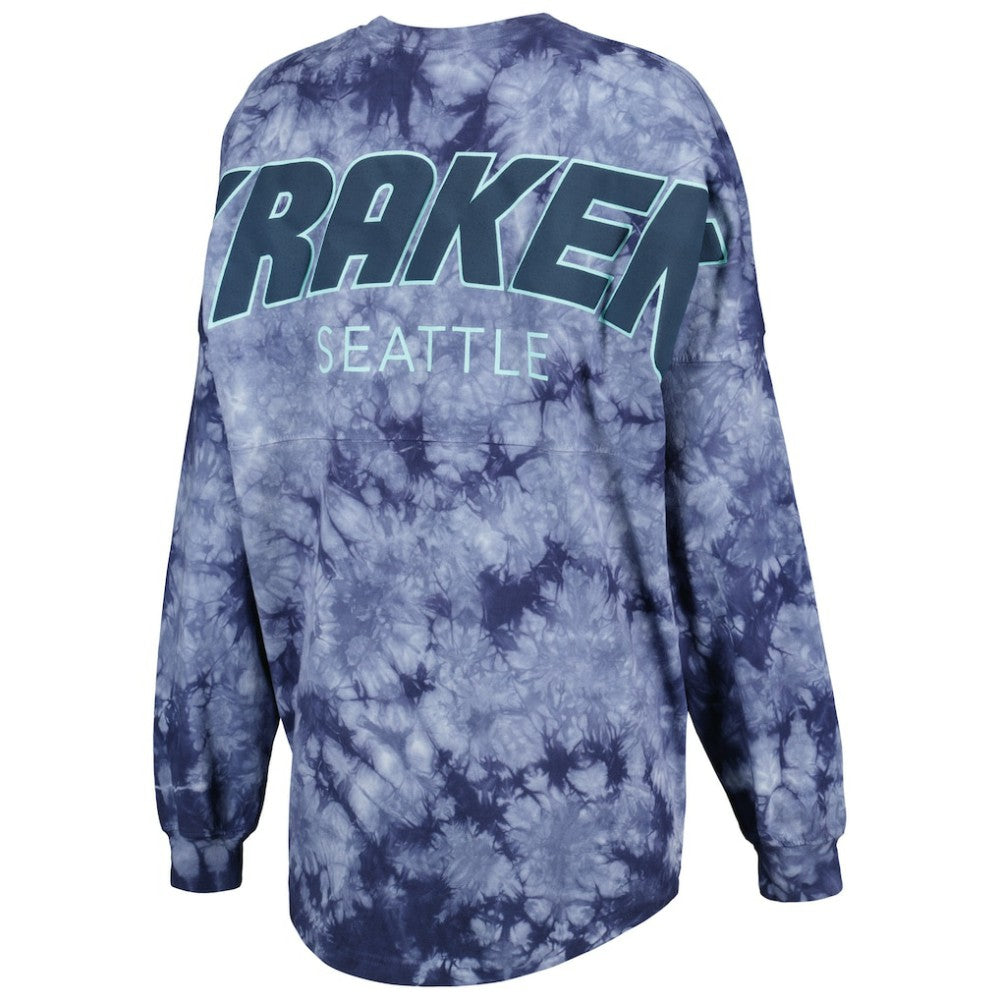 Seattle Kraken Fanatics Women's Crystal-Dye Long Sleeve T-Shirt - Deep Sea Blue - NHL 4998560
