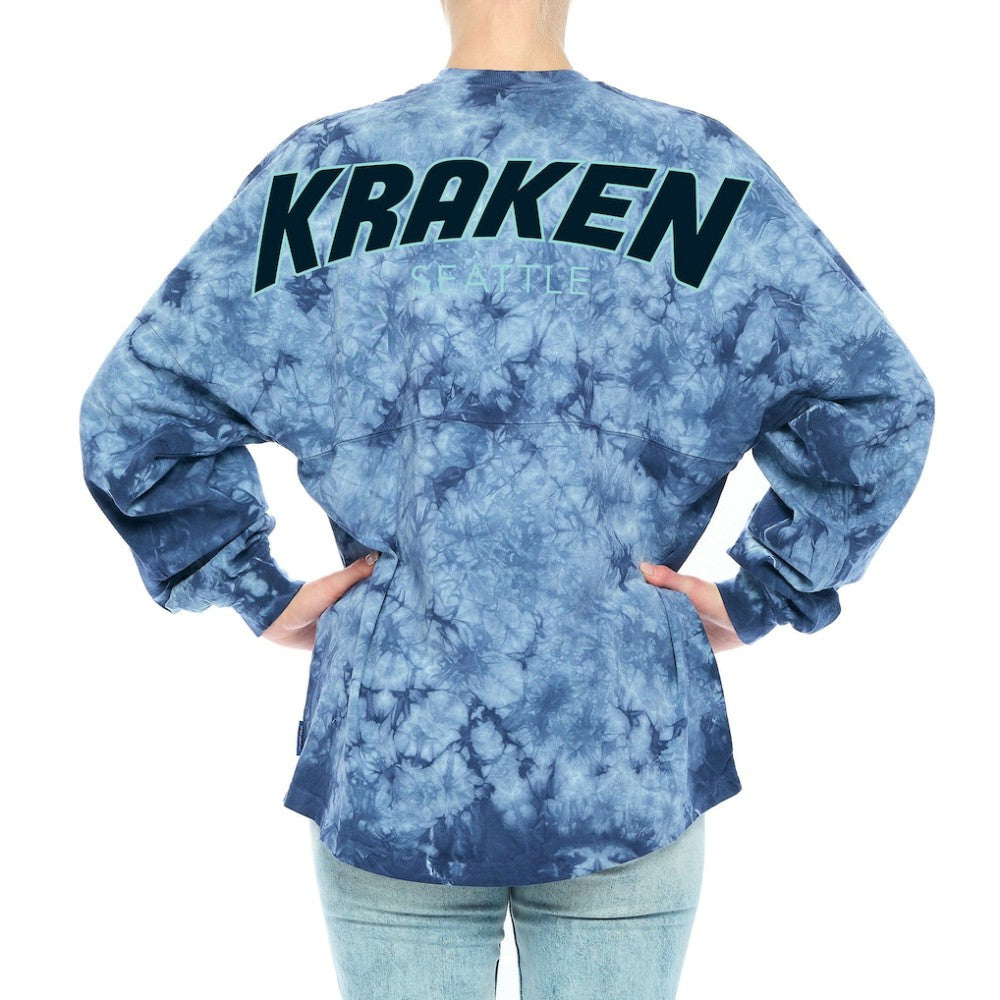 Seattle Kraken Fanatics Women's Crystal-Dye Long Sleeve T-Shirt - Deep Sea Blue - NHL 4998560