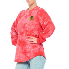 Chicago Blackhawks Fanatics Women's Crystal-Dye Long Sleeve T-Shirt - Red - NHL 4998567