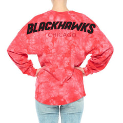 Chicago Blackhawks Fanatics Women's Crystal-Dye Long Sleeve T-Shirt - Red - NHL 4998567