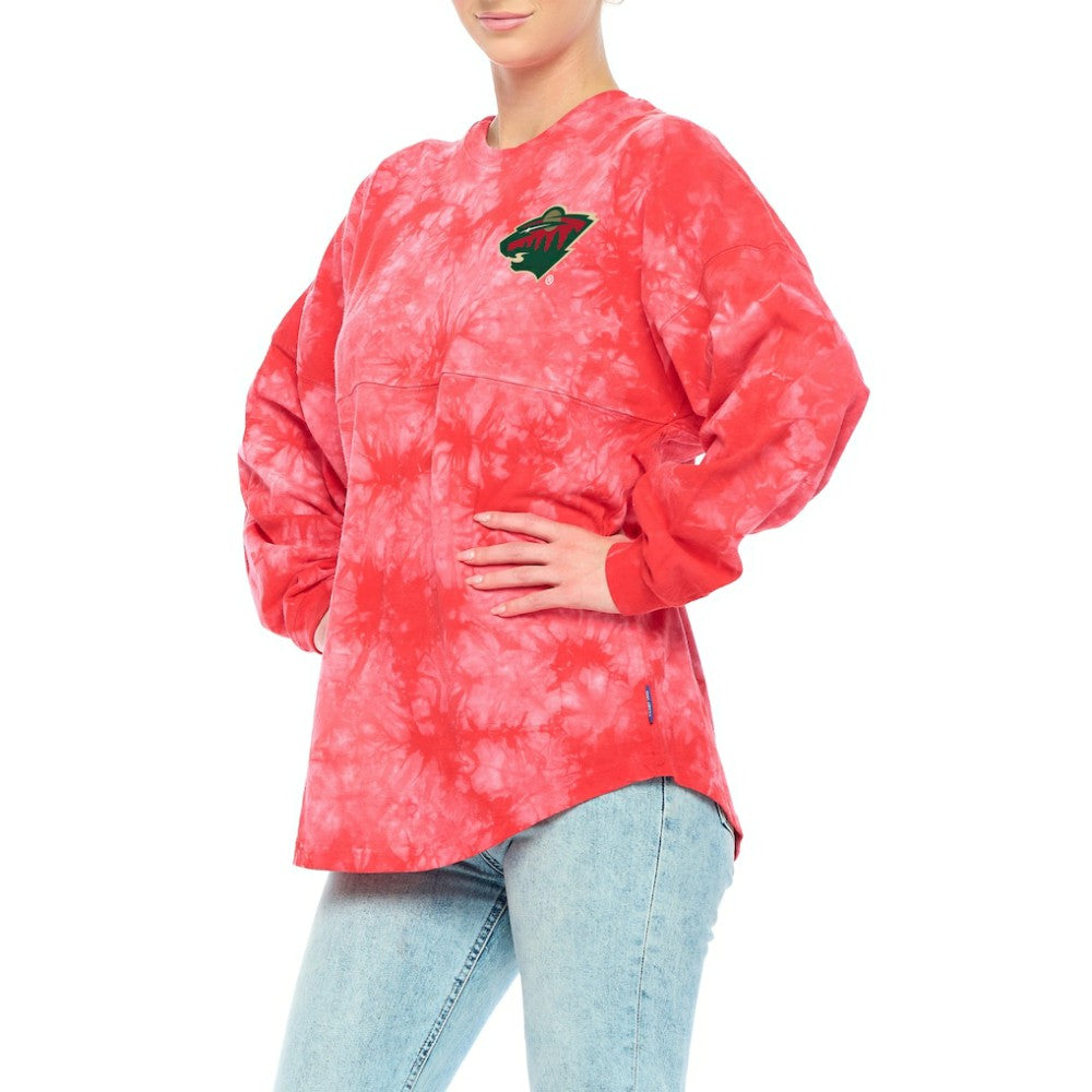 Minnesota Wild Fanatics Women's Crystal-Dye Long Sleeve T-Shirt - Red - NHL 4998570