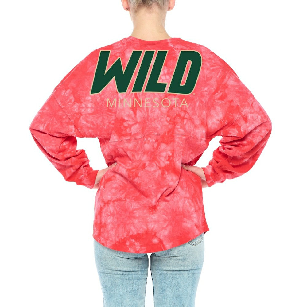 Minnesota Wild Fanatics Women's Crystal-Dye Long Sleeve T-Shirt - Red - NHL 4998570
