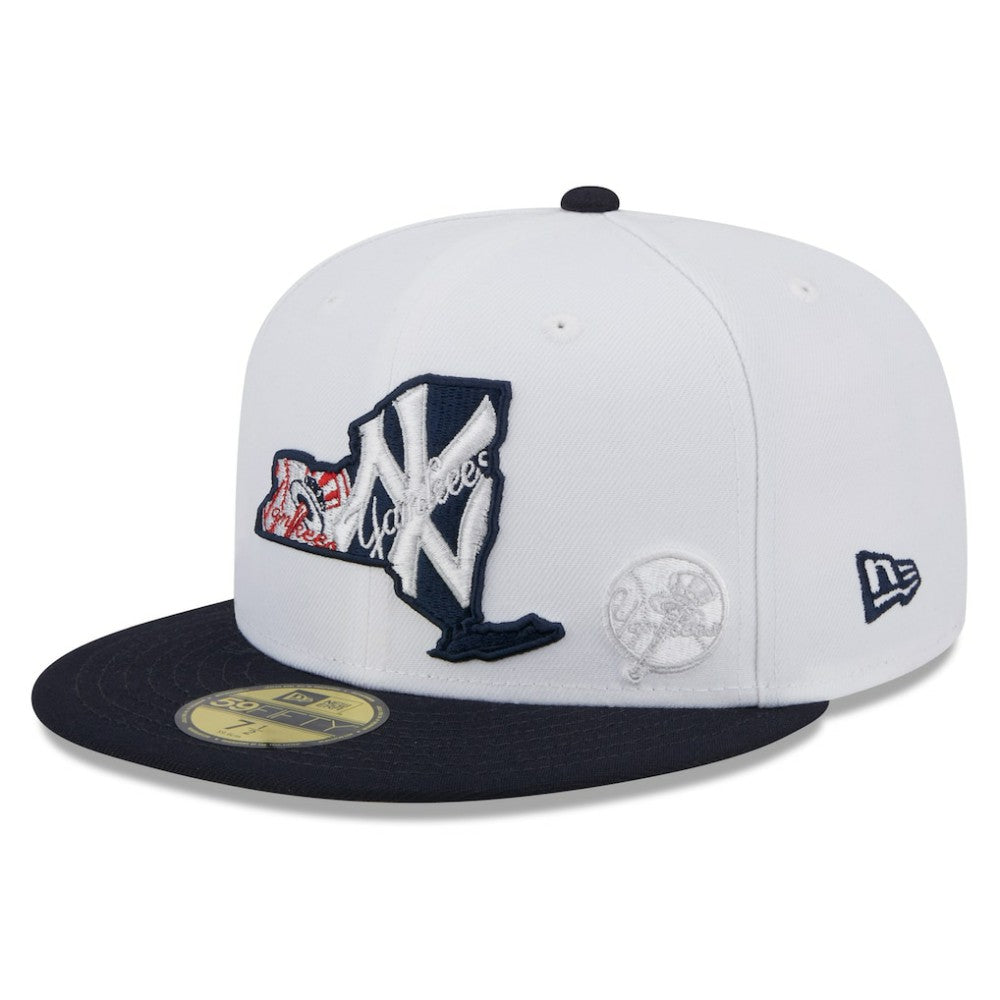 New York Yankees New Era State 59FIFTY Fitted Hat - White/Navy - New Era on Sale