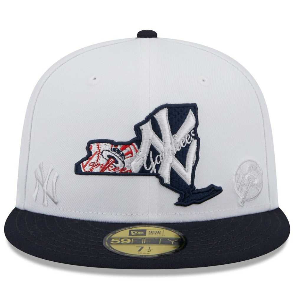 New York Yankees New Era State 59FIFTY Fitted Hat - White/Navy - New Era on Sale