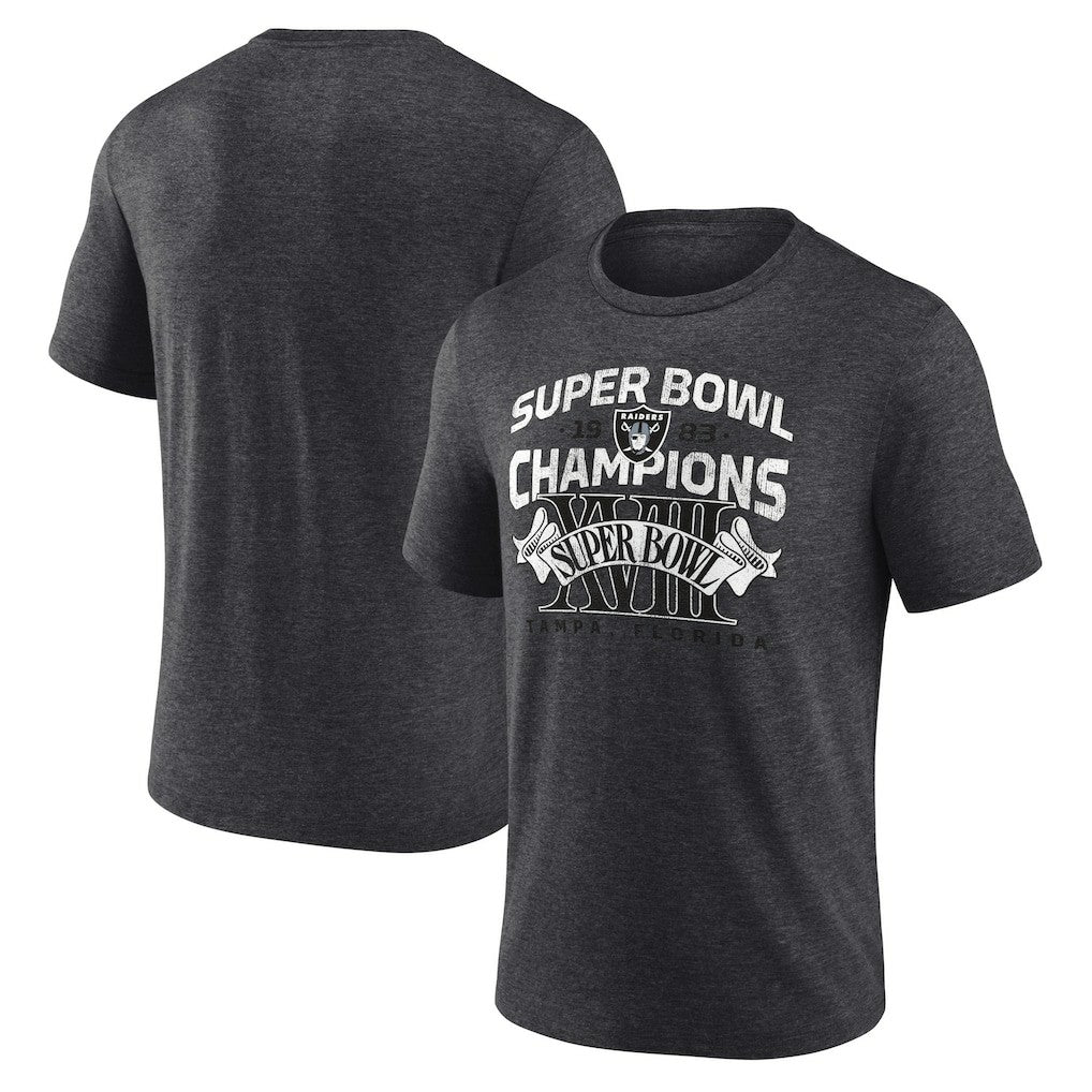 Las Vegas Raiders Hometown Old-Fashioned Super Bowl XVIII Champions Tri-Blend T-Shirt Charcoal