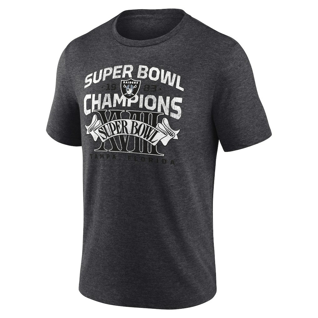 Las Vegas Raiders Hometown Old-Fashioned Super Bowl XVIII Champions Tri-Blend T-Shirt Charcoal