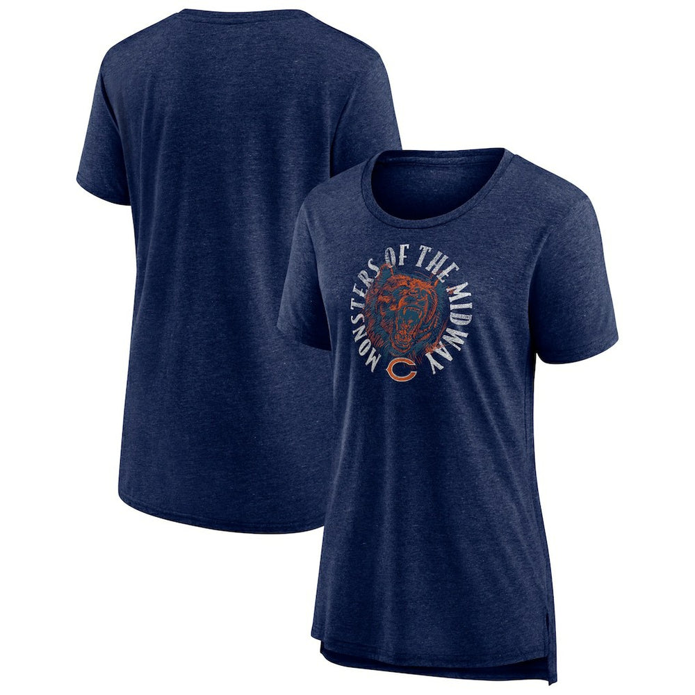 Chicago Bears Women's Hometown First Down Tri-Blend T-Shirt Heather Navy