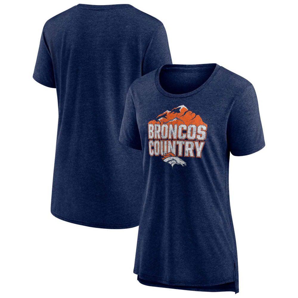Denver Broncos Women's Hometown First Down Tri-Blend T-Shirt Heather Navy