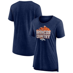 Denver Broncos Women's Hometown First Down Tri-Blend T-Shirt Heather Navy