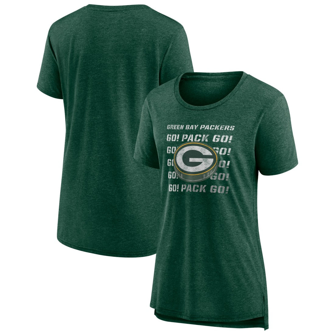 Green Bay Packers Women's Hometown First Down Tri-Blend T-Shirt Heather Green