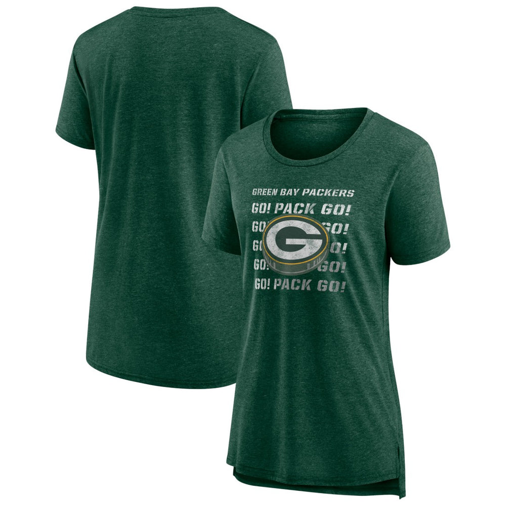 Green Bay Packers Women's Hometown First Down Tri-Blend T-Shirt Heather Green