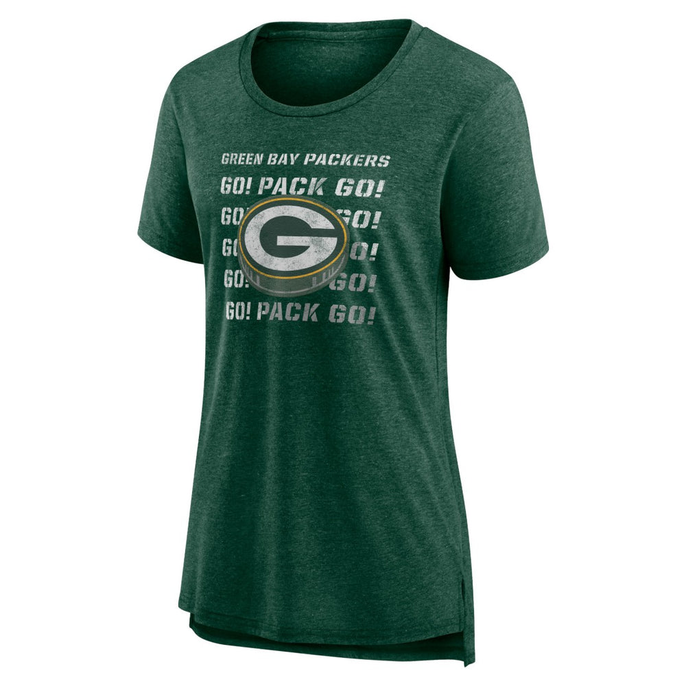 Green Bay Packers Women's Hometown First Down Tri-Blend T-Shirt Heather Green