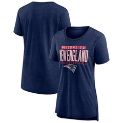 New England Patriots Women's Hometown First Down Tri-Blend T-Shirt Heather Navy