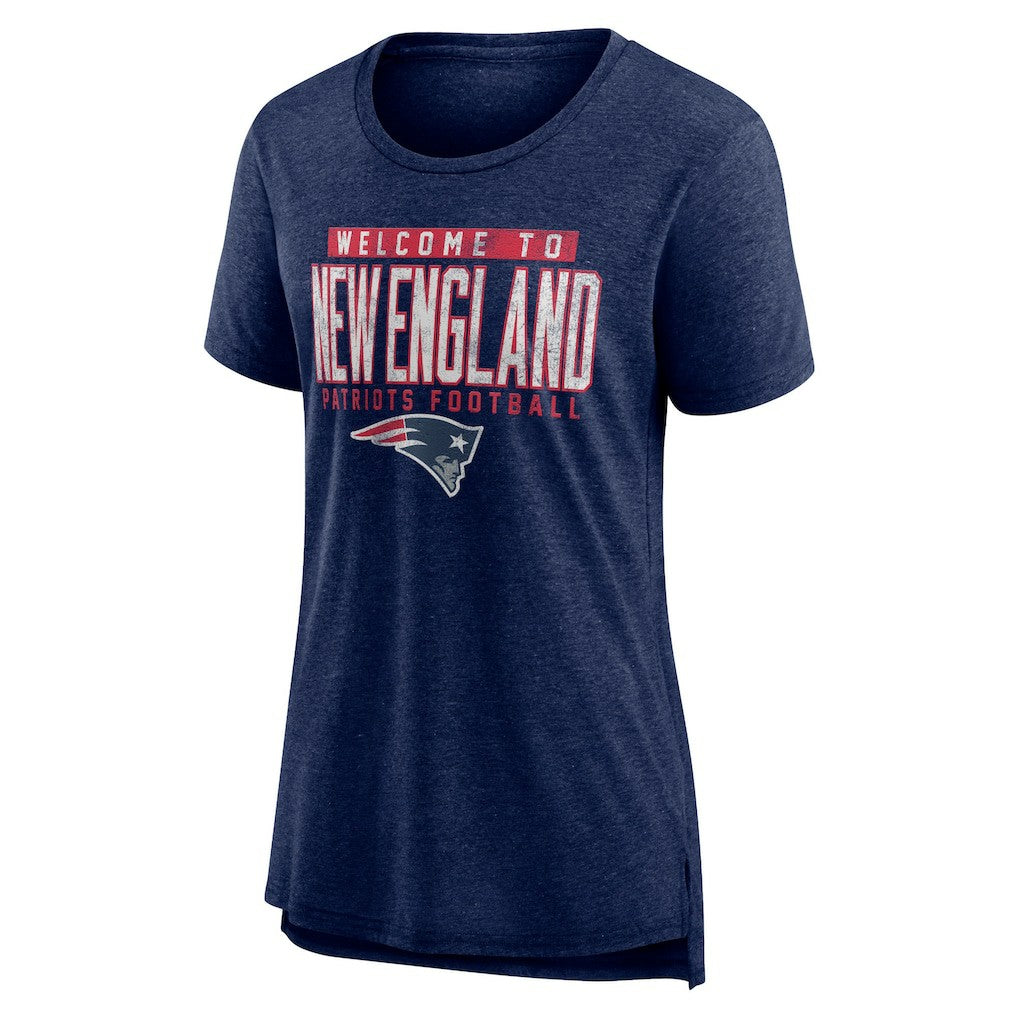 New England Patriots Women's Hometown First Down Tri-Blend T-Shirt Heather Navy