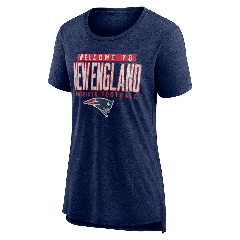 New England Patriots Women's Hometown First Down Tri-Blend T-Shirt Heather Navy
