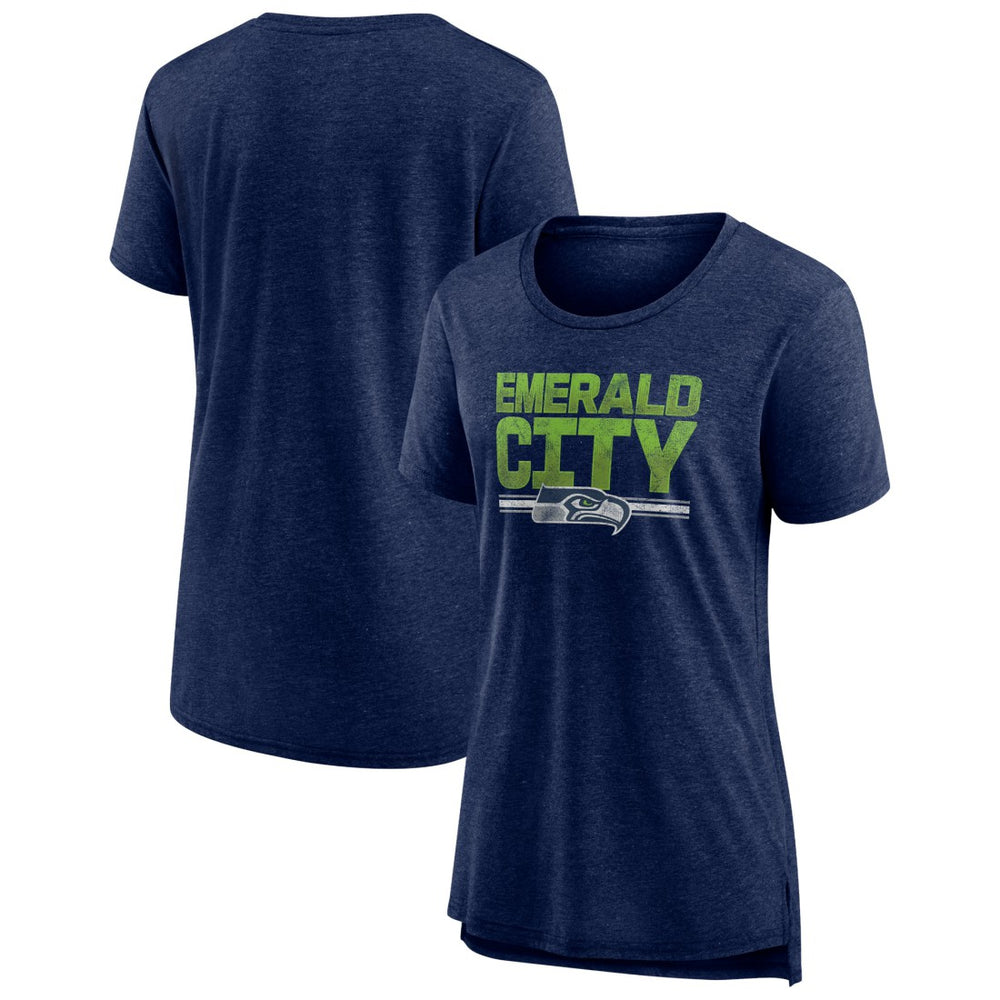 Seattle Seahawks Women's Hometown First Down Tri-Blend T-Shirt Heather College Navy
