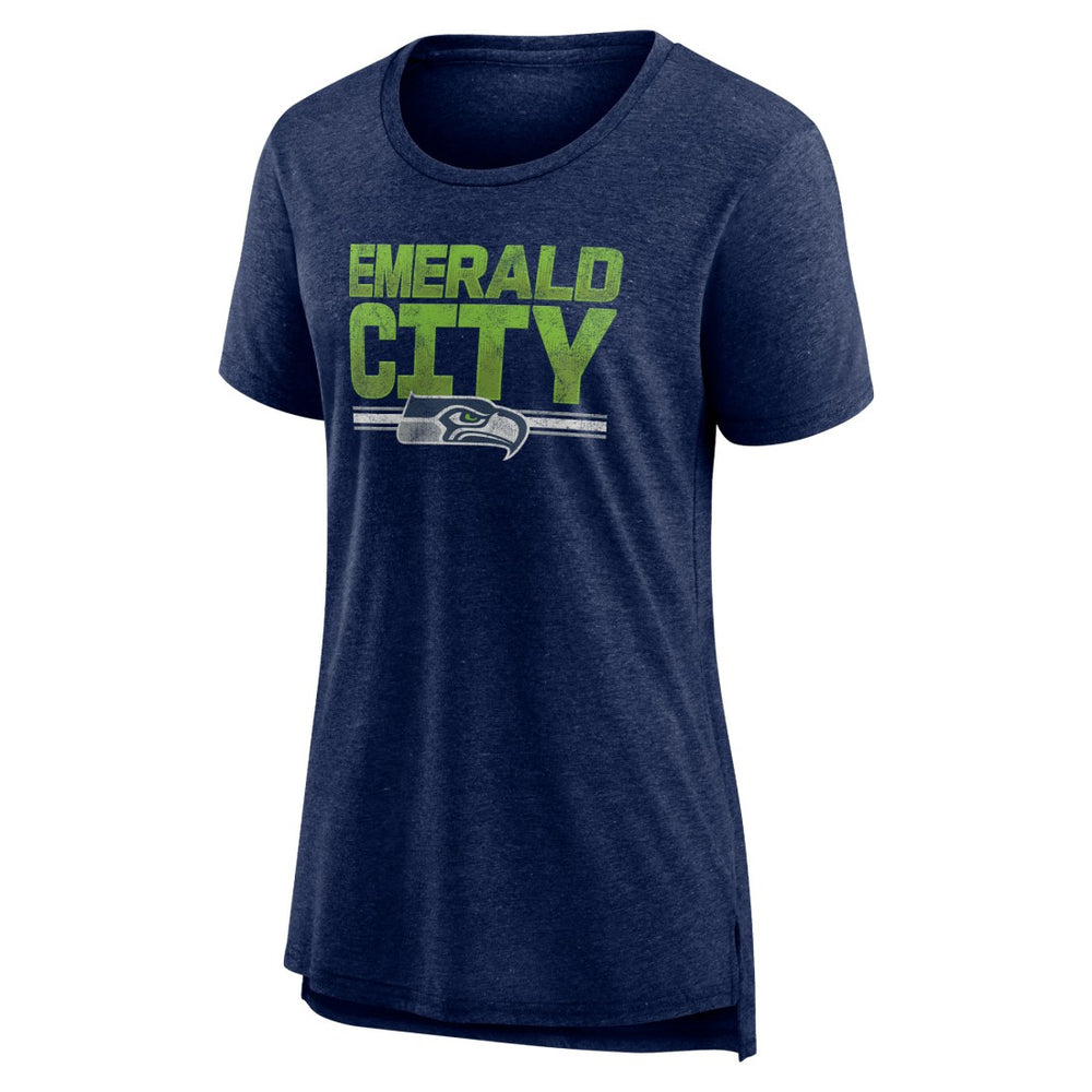 Seattle Seahawks Women's Hometown First Down Tri-Blend T-Shirt Heather College Navy