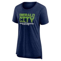 Seattle Seahawks Women's Hometown First Down Tri-Blend T-Shirt Heather College Navy