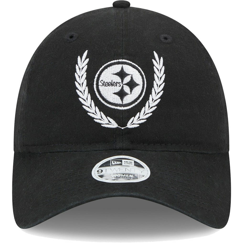 Pittsburgh Steelers New Era Women's Leaves 9TWENTY Adjustable Hat Black