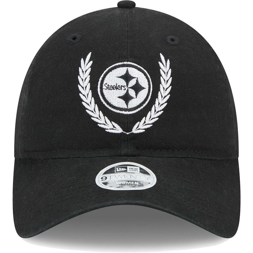 Pittsburgh Steelers New Era Women's Leaves 9TWENTY Adjustable Hat Black