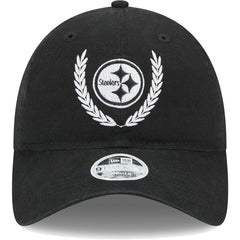 Pittsburgh Steelers New Era Women's Leaves 9TWENTY Adjustable Hat Black