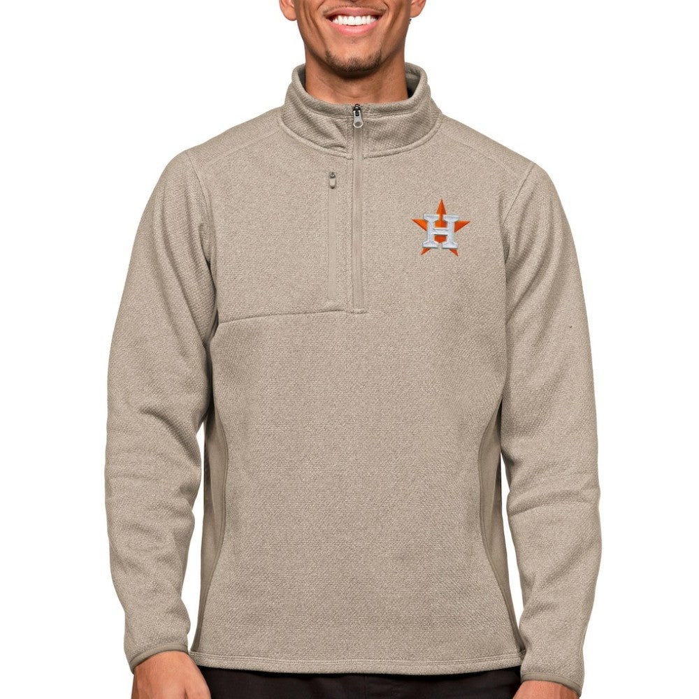 Houston Astros Antigua Course Quarter-Zip Pullover Top - Oatmeal - MLB Sale
