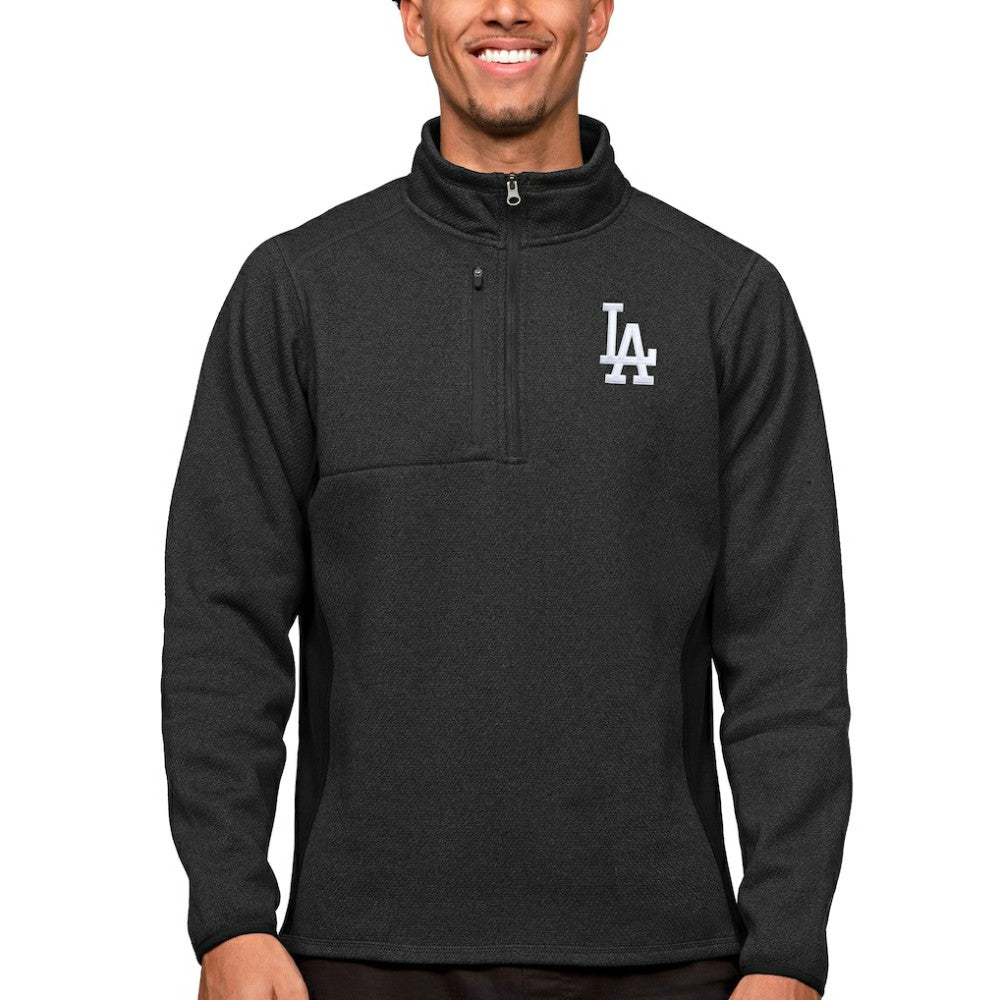 Los Angeles Dodgers Antigua Course Quarter-Zip Pullover Top - Heathered Black - MLB Sale
