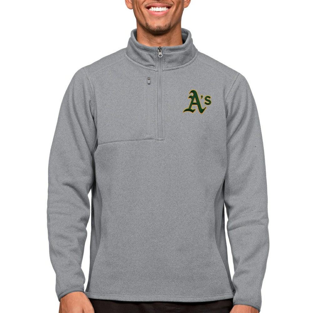 Athletics Antigua Course Quarter-Zip Pullover Top - Heathered Gray - MLB Online