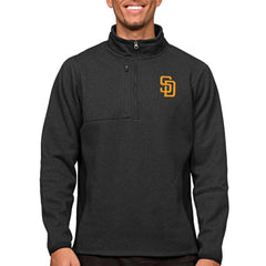 San Diego Padres Antigua Course Quarter-Zip Pullover Top - Heathered Black - MLB Discount