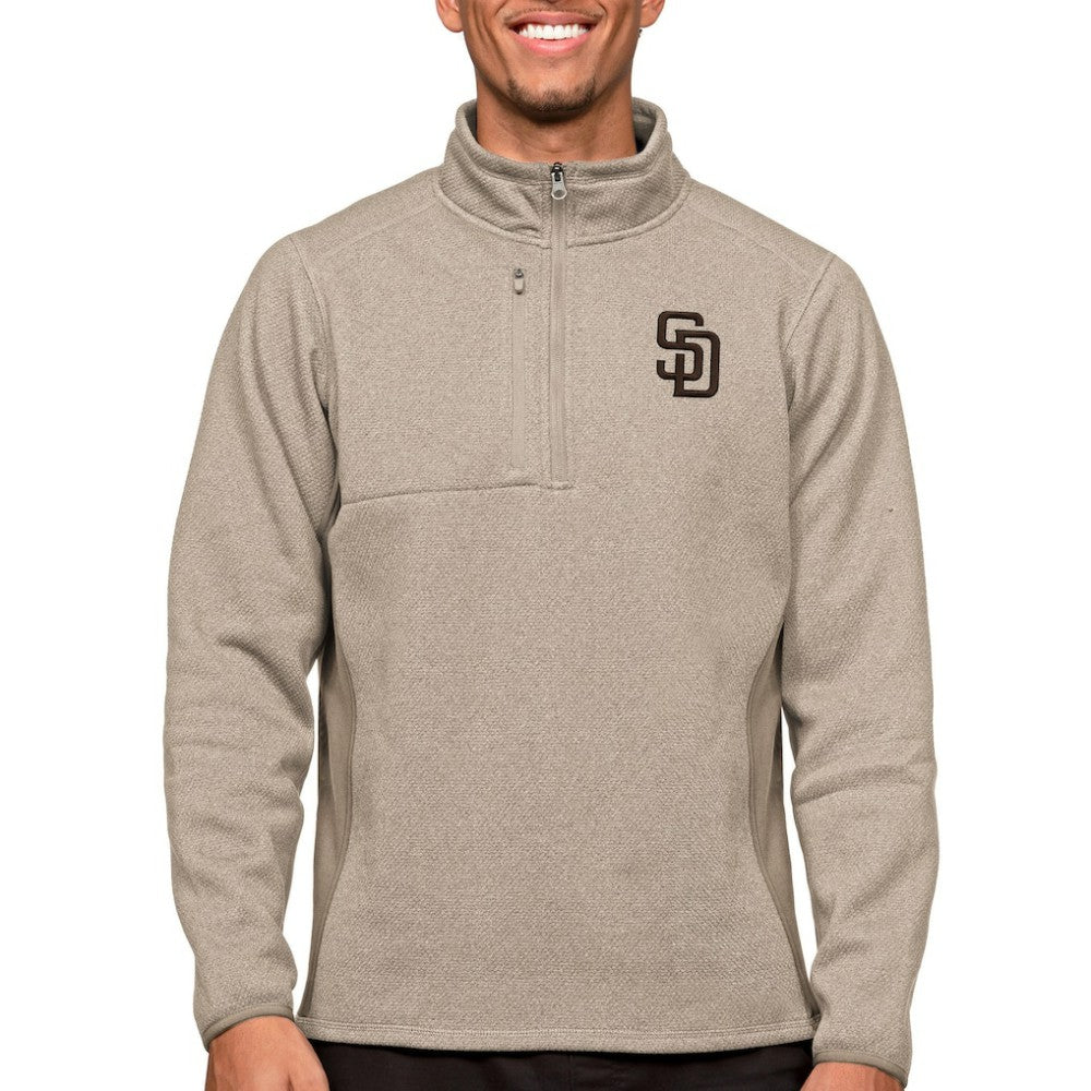 San Diego Padres Antigua Course Quarter-Zip Pullover Top - Oatmeal - MLB on Sale