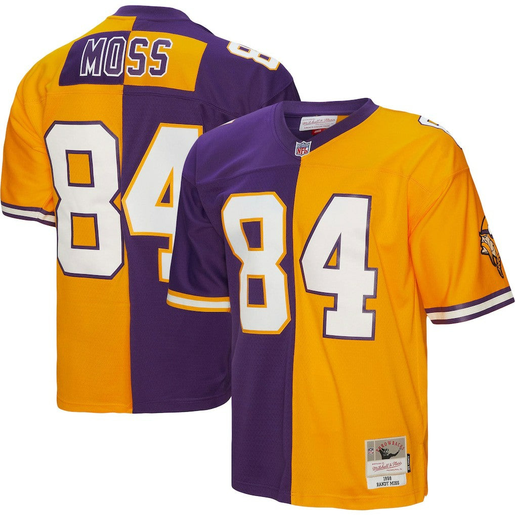 Mitchell & Ness Randy Moss Minnesota Vikings 1998 Split Legacy Replica Jersey Purple/Gold