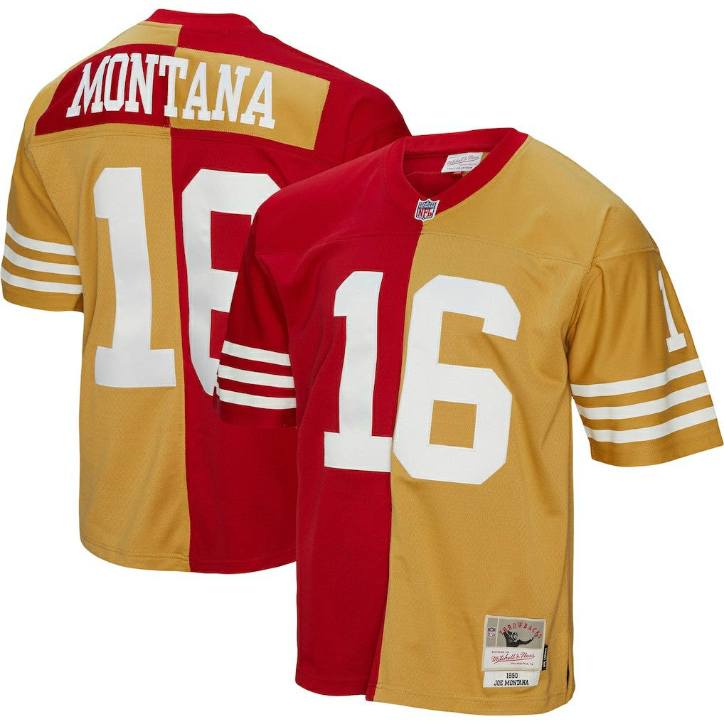 Mitchell & Ness Joe Montana San Francisco 49ers 1990 Split Legacy Replica Jersey Scarlet/Gold