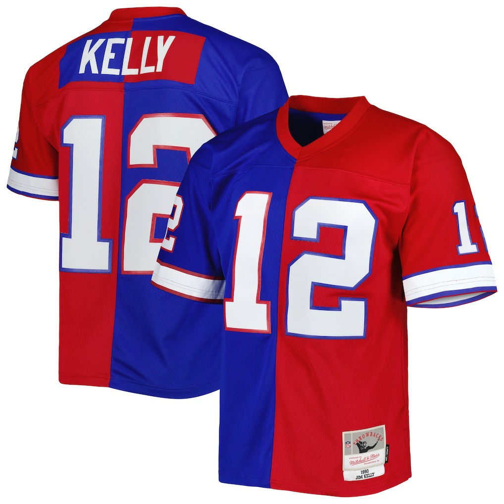 Mitchell & Ness Jim Kelly Buffalo Bills 1990 Split Legacy Replica Jersey Royal/Red
