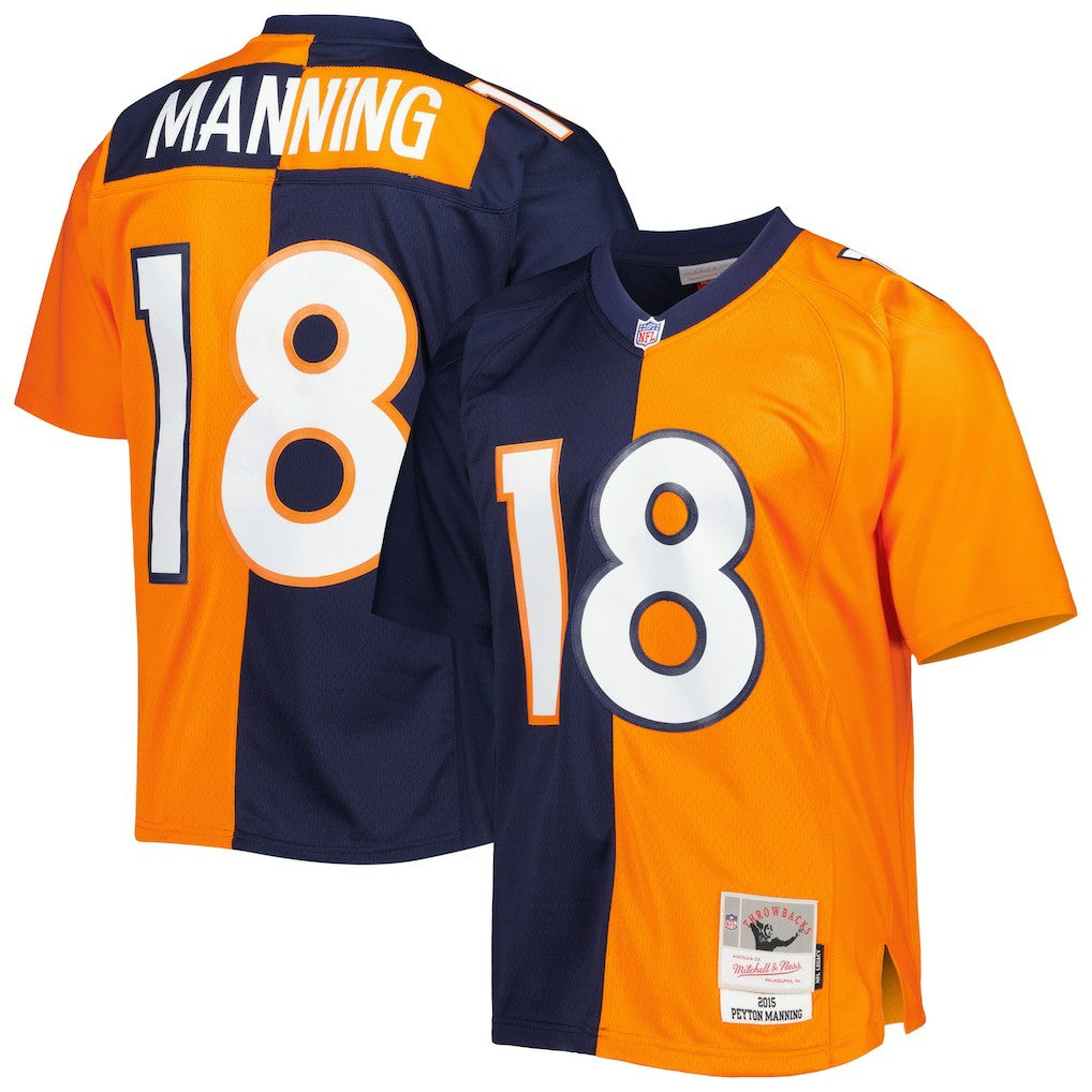Mitchell & Ness Peyton Manning Denver Broncos 2015 Split Legacy Replica Jersey Navy/Orange