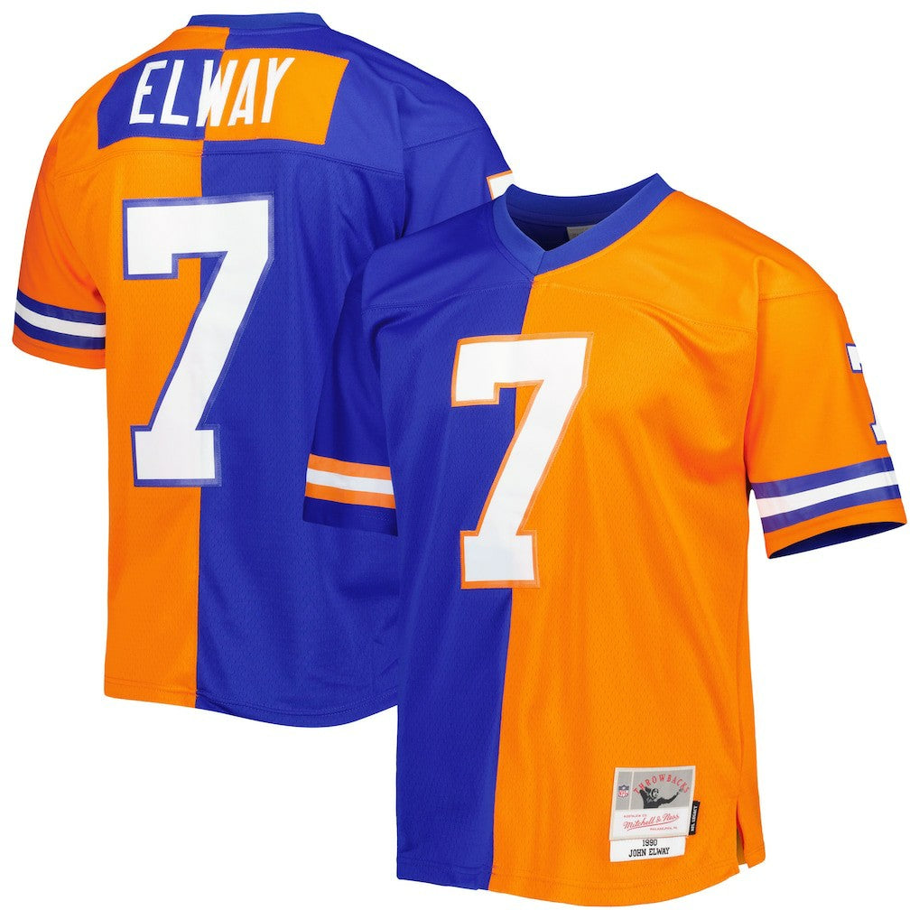 Mitchell & Ness John Elway Denver Broncos 1990 Split Legacy Replica Jersey Royal/Orange