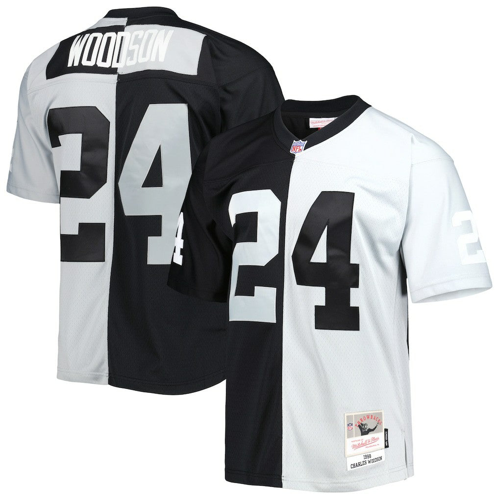 Mitchell & Ness Charles Woodson Las Vegas Raiders 1998 Split Legacy Replica Jersey Black/Silver