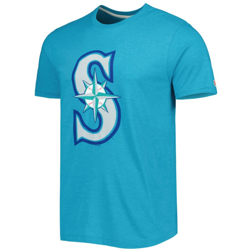 Seattle Mariners Homage Hand Drawn Logo Tri-Blend T-Shirt - Teal - MLB Sale
