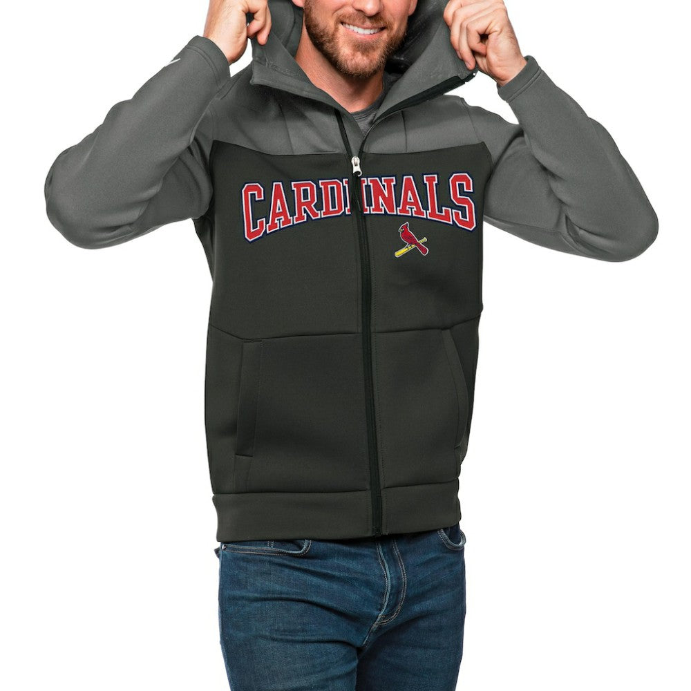 St. Louis Cardinals Antigua Wordmark Protect Full-Zip Hoodie - Steel/Charcoal - MLB on Sale