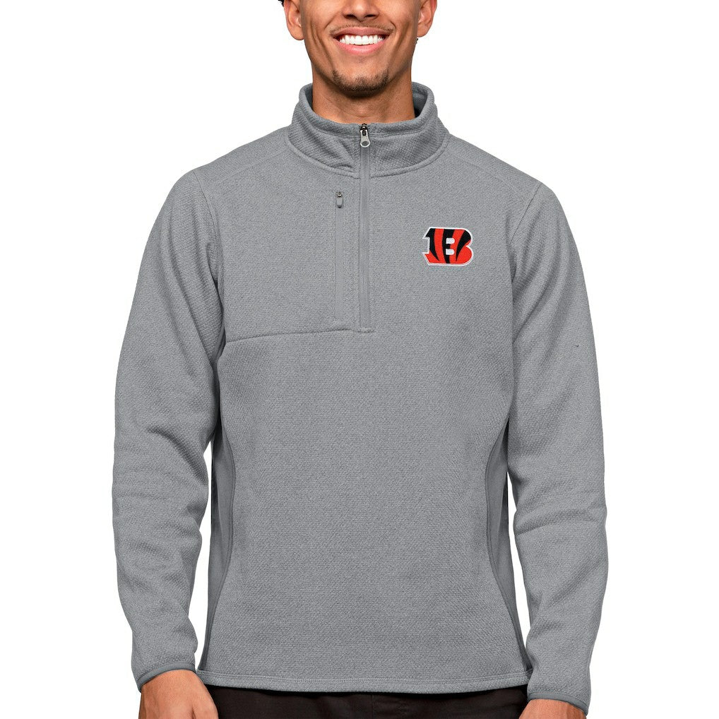 Cincinnati Bengals Antigua Course Quarter-Zip Pullover Top Heathered Gray