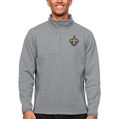 New Orleans Saints Antigua Course Quarter-Zip Pullover Top Heathered Gray
